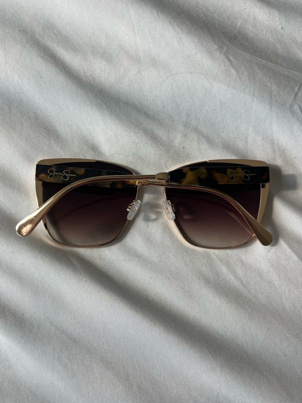Jessica Simpson Cateye Square Sunglasses Rose Gold Metallic Tortoise Shell - Picture 7 of 8
